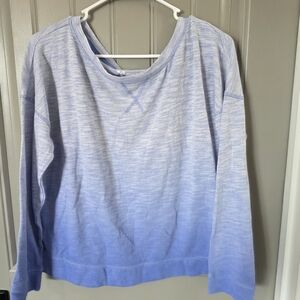 Xersion Petite Womans Large Blue Ombre Long Sleeve Shirt Nwot